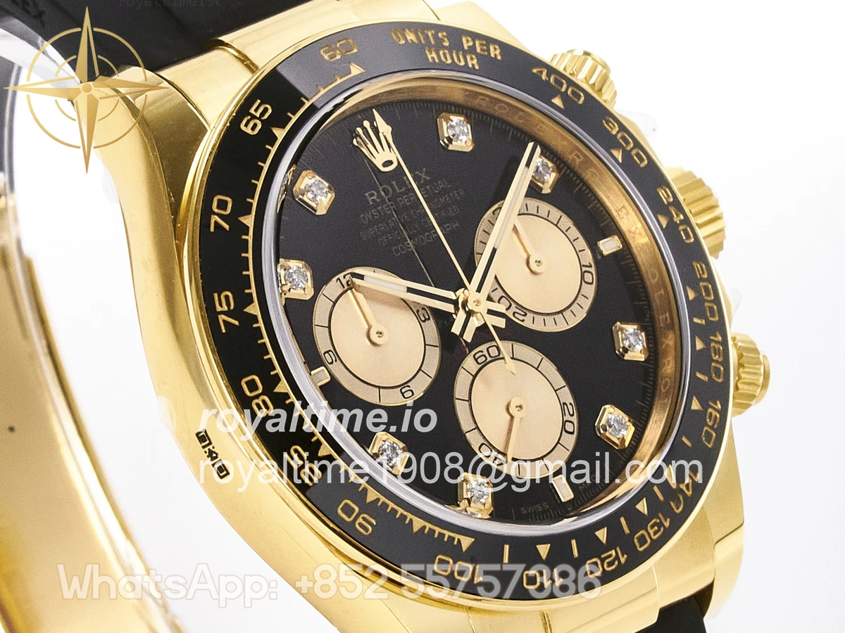 rolex Daytona 126518 YG ARF Black/YG Diamonds Dial on Oysterflex Strap DD4131 V2 (Weighted) - Image 5