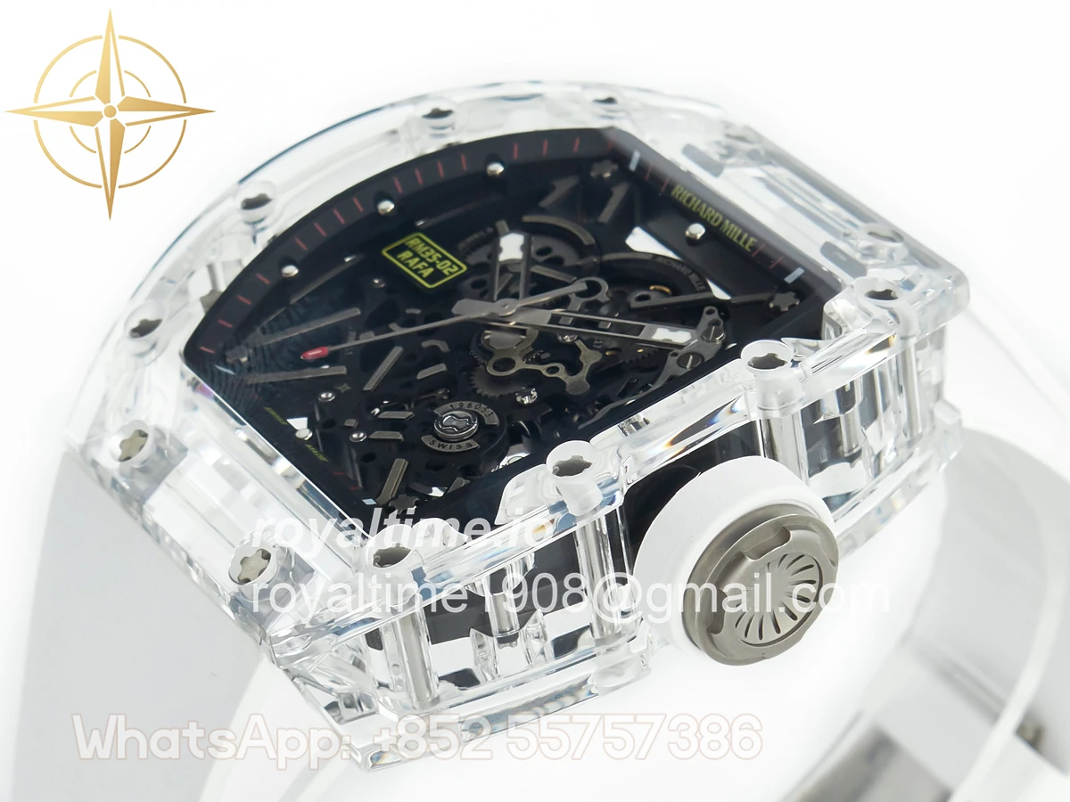 Richard Mille RM035 TRANSPARENT SONIC Skeleton Dial on White Rubber Strap RMUL2 V2 - Image 5