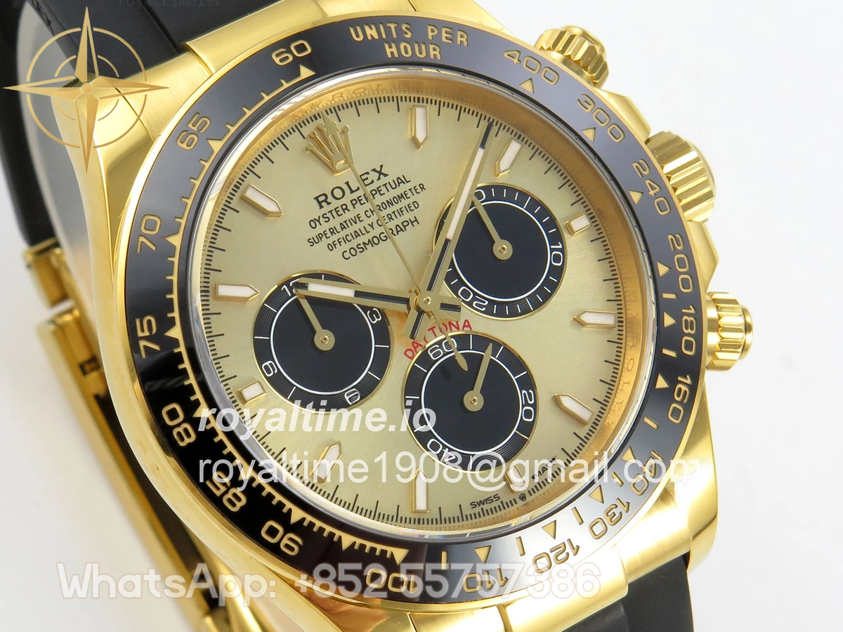 Rolex Daytona 126518 YG Clean Plus YG/Black Dial on Black Rubber Strap DD4131 - Image 5