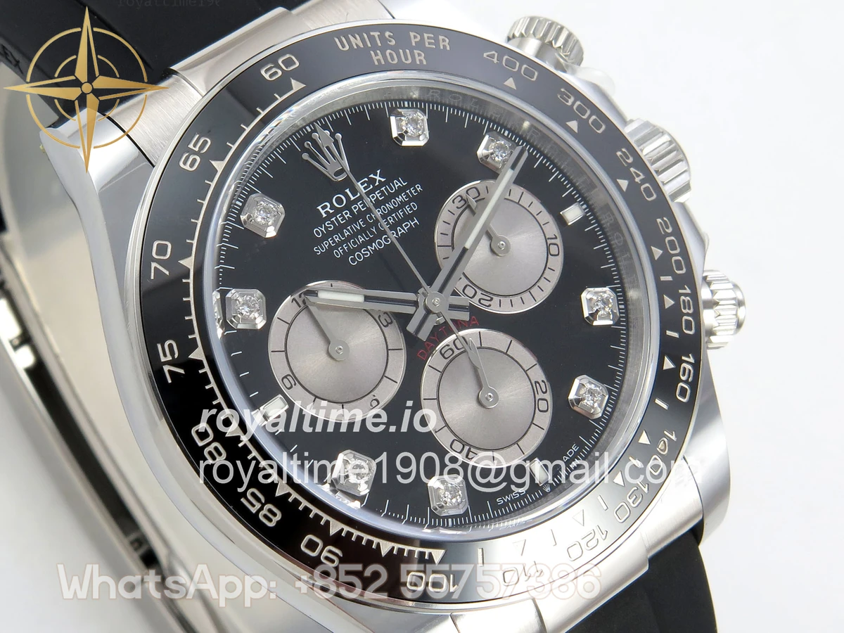 Rolex Daytona 126519 ARF Black/Silver Diamonds Dial on Oysterflex Strap DD4131 V2 (Weighted) - Image 5