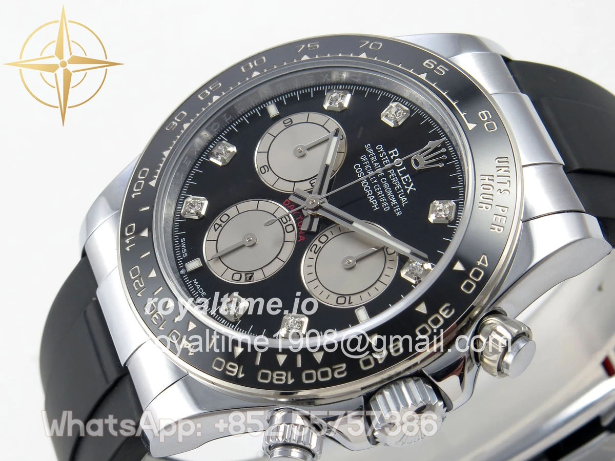 Rolex Daytona 126519 QF Black/Silver Diamonds Dial on Oysterflex Strap JH4131 V18 (Free Sprung) Weighted 157g - Image 5