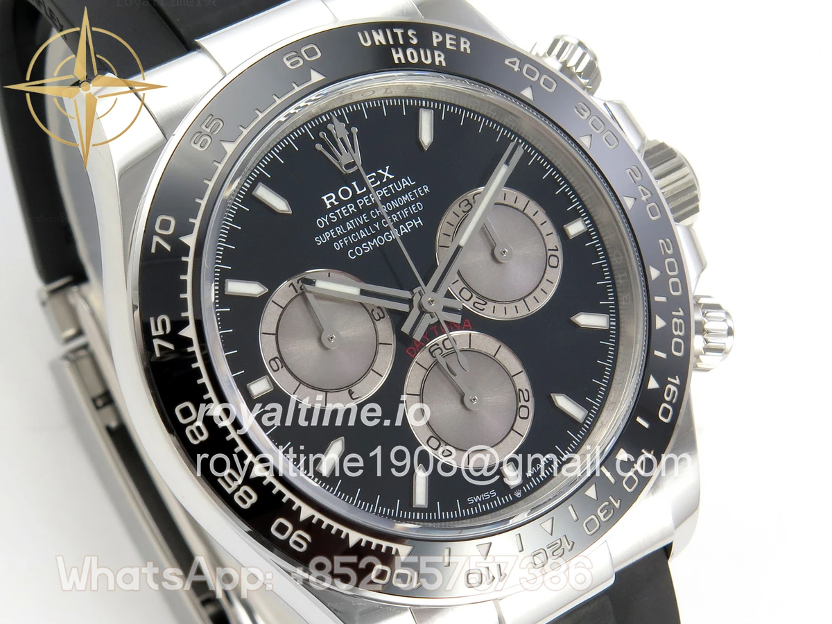 Rolex Daytona 126519 SS Clean Plus Black/Gray Dial on Black Rubber Strap DD4131 - Image 5