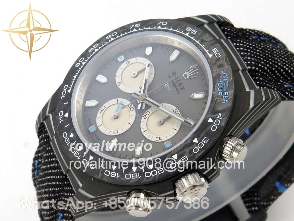 Rolex Daytona DIW Black Carbon Case DIWF Edition Gray/White Dial on Black Nylon Strap DD4801 - Image 5