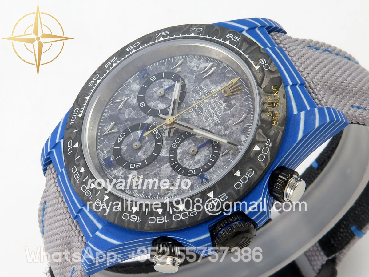 Rolex Daytona DIW Blue Carbon Case DIWF Edition Gray Crystal Dial on Gray Nylon Strap DD4801 - Image 5