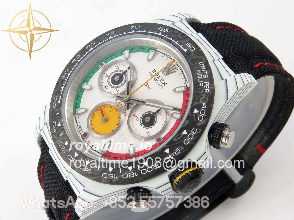Rolex Daytona DIW Ferrari White Carbon DIWF White Dial on Black Nylon Strap DD4801 - Image 5