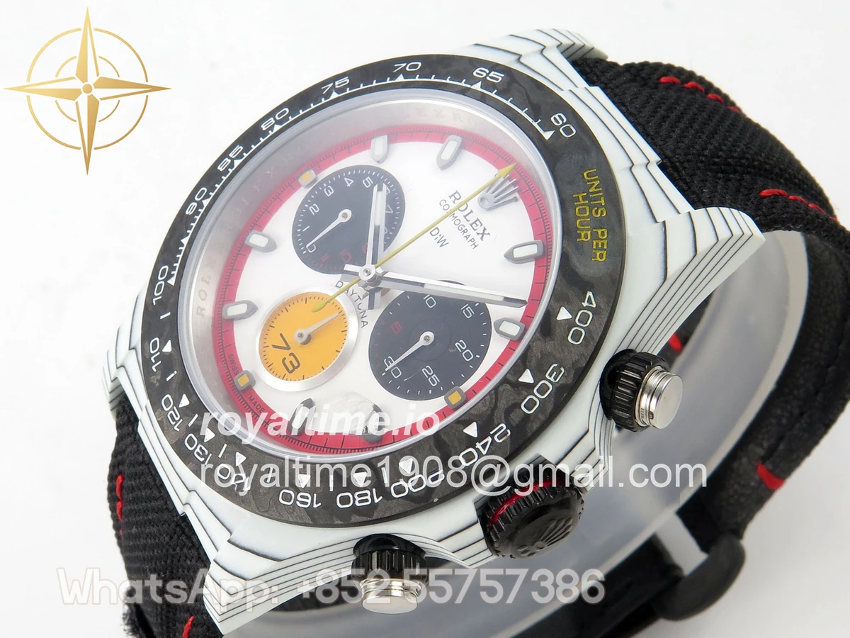 Rolex Daytona DIW Ferrari White Carbon DIWF White/Red Dial on Black Nylon Strap DD4801 - Image 5