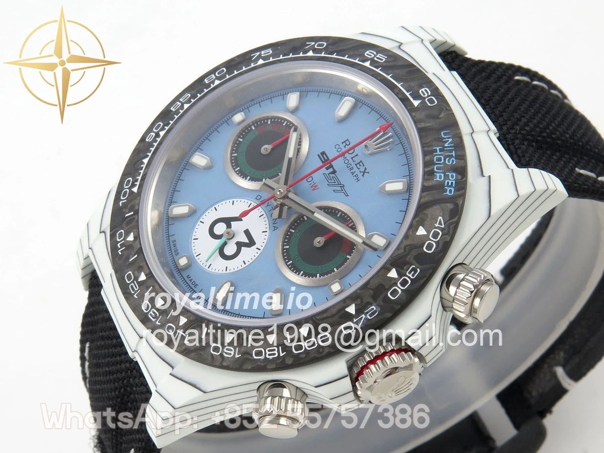 Rolex Daytona DIW Porsche 911 s/t White Carbon DIWF Blue Dial on Black Nylon Strap DD4801 - Image 5