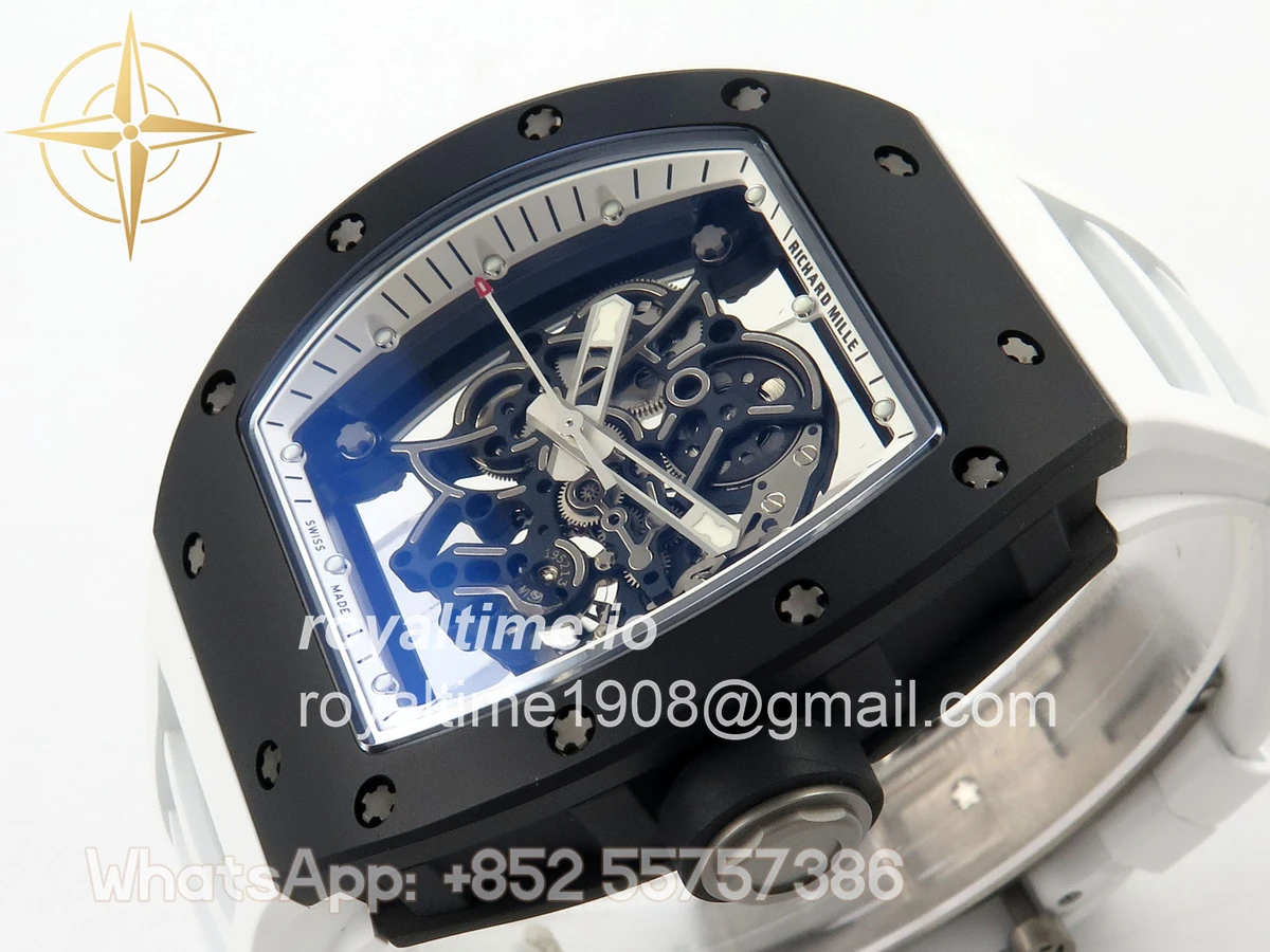 Richard Mille RM055 Black Ceramic APSF on White Inner Bezel on White Rubber Strap RMUL2 - Image 5