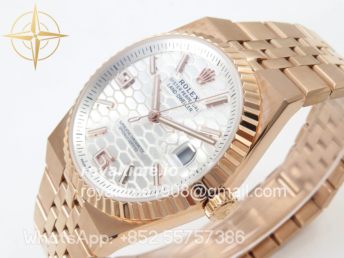 Rolex Land Dweller 127335 DIWF White Dial on RG Bracelet A7135 - Image 5