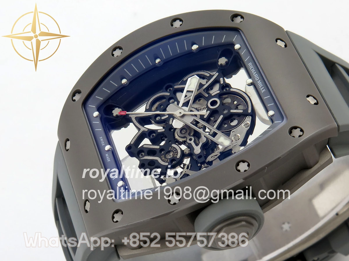Richard Mille RM055 Gray Ceramic MLF on Gray Rubber Strap RMUL2 V2 (Brushed Ribs) - Image 5