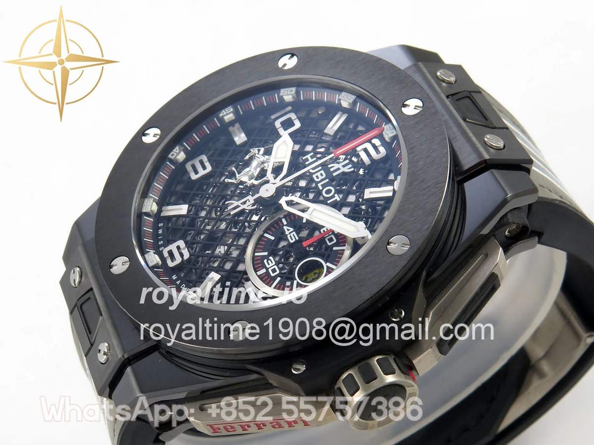 Hublot Big Bang Ferrari Speciale Ceramic HBBF on Gray Gummy Strap A1241 - Image 5