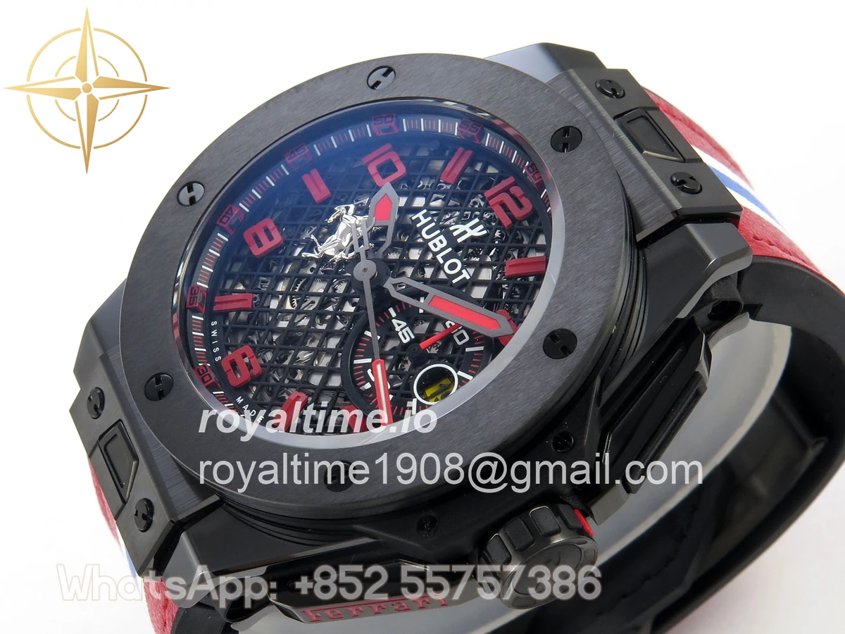 Hublot Big Bang Ferrari Speciale Ceramic HBBF on Red Gummy Strap A1241 - Image 5