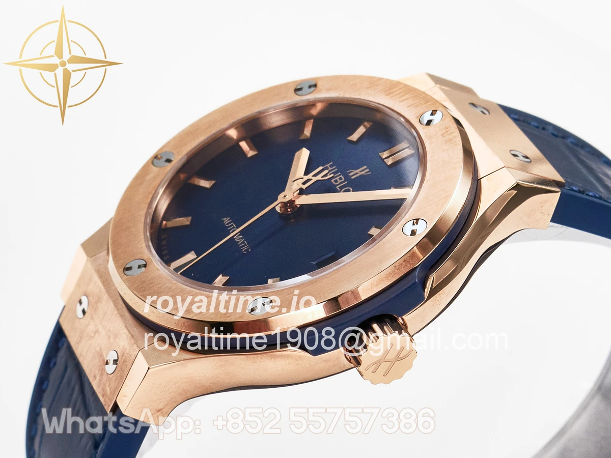 Hublot Classic Fusion 38mm RG JJF Blue Dial on Blue Gummy Leather Strap - Image 5