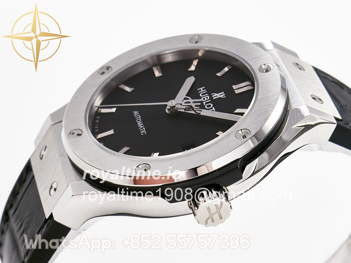 Hublot Classic Fusion 38mm SS JJF Black Dial on Black Gummy Leather Strap - Image 5