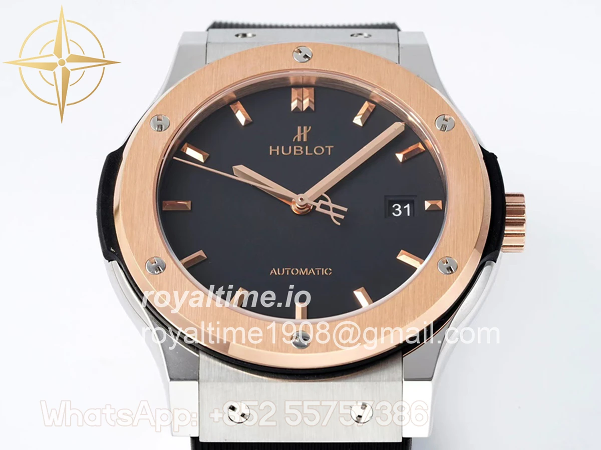 Hublot Classic Fusion Automatic 42mm Black Dial on Steel/Rose Gold on Rubber Strap - Image 5