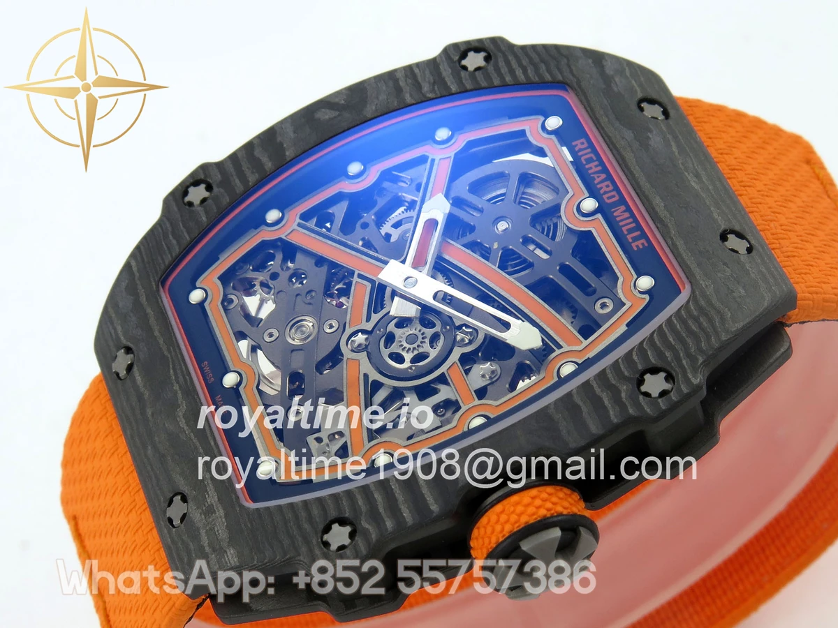 Richard Mille AVF RM67-02 McLaren Black NTPT Spain Skeleton Dial on Orange Elastic strap CRMA7 - Image 5