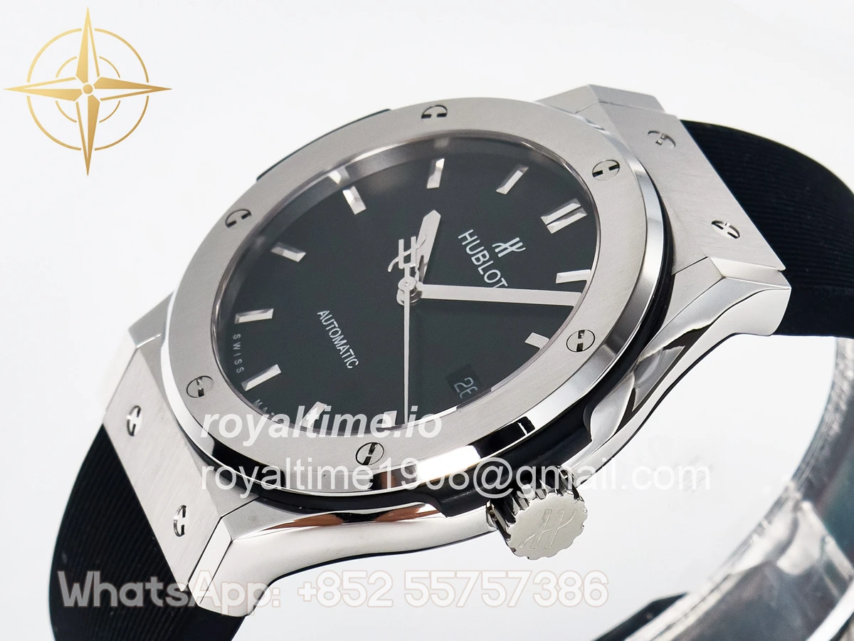 Hublot Classic Fusion Bang 42mm HBF Black Dial on Black Rubber Strap A2892 - Image 5