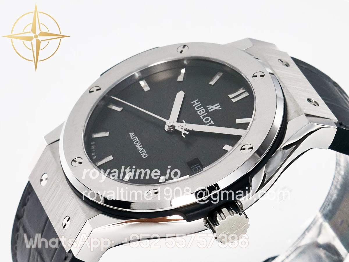 Hublot Classic Fusion Bang 42mm HBF Gray Dial on Gray Leather Strap A2892 - Image 5