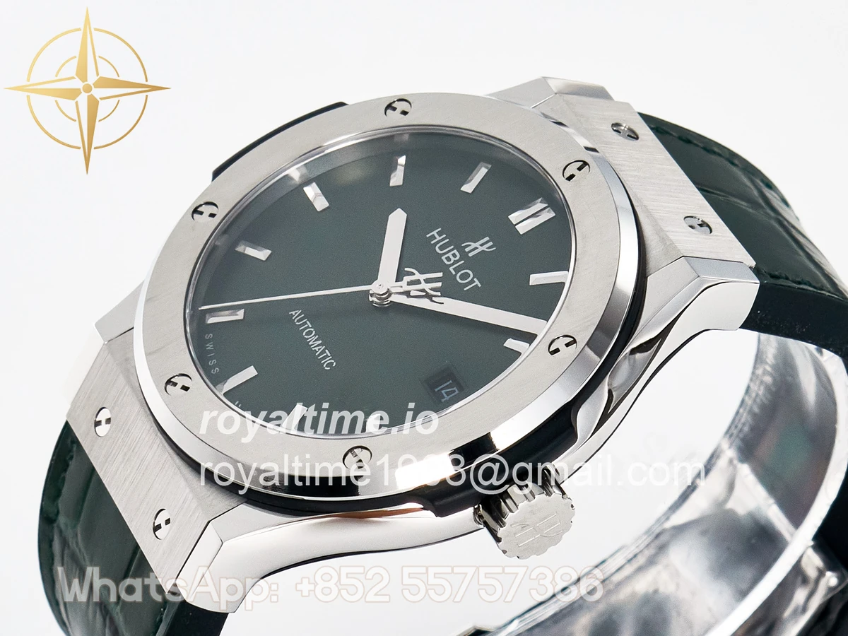 Hublot Classic Fusion Bang 42mm HBF Green Dial on Green Leather Strap A2892 - Image 5