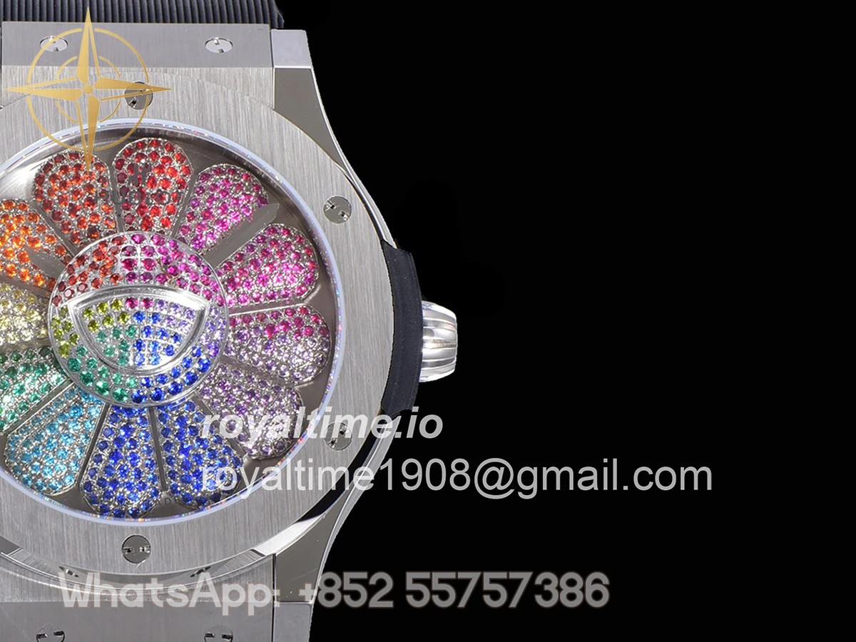 Hublot Classic Fusion Takashi Murakami 45mm Sunflower Dial in Steel on Rubber Strap - Image 5