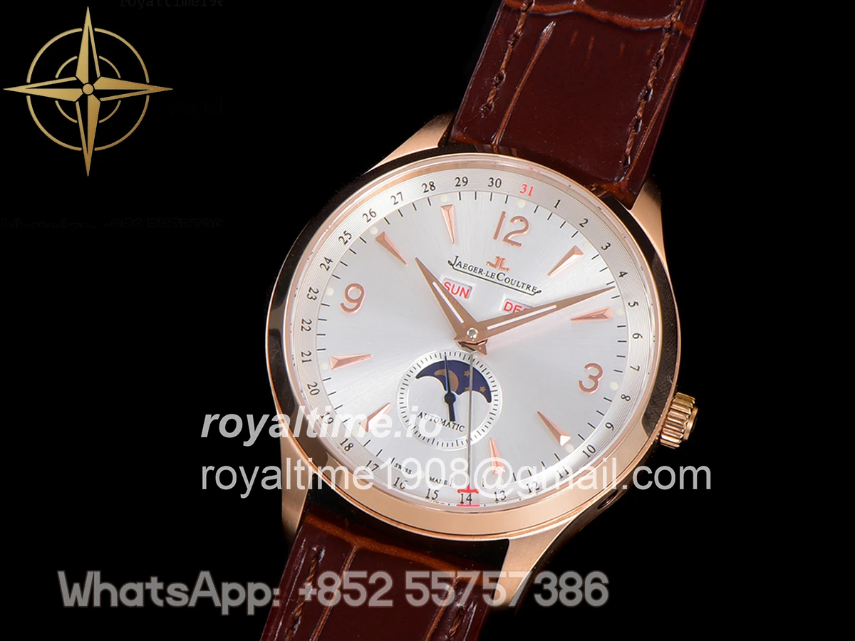 Jaeger-LeCoultre Master Calendar Silver Dial in Rose Gold on Brown Leather Strap - Image 5