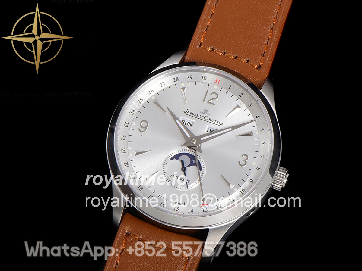Jaeger-LeCoultre Master Calendar Silver Dial in Steel on Brown Leather Strap - Image 5