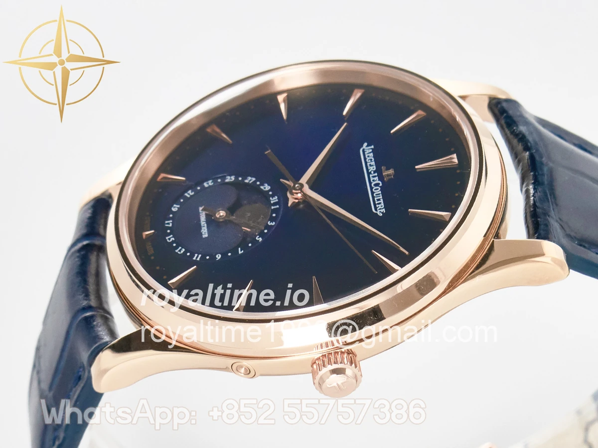 Jaeger-LeCoultre Master Ultra Thin Moon RG Z+F Blue Dial on Blue Leather Strap SA925 - Image 5