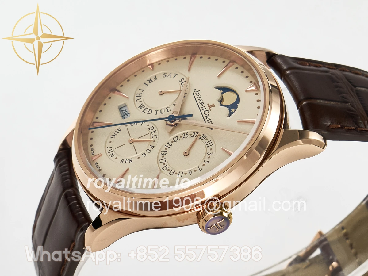 Jaeger-LeCoultre Master Ultra Thin Perpetual Calendar RG V9F Cream Dial on Brown Leather Strap A868 V2 - Image 5