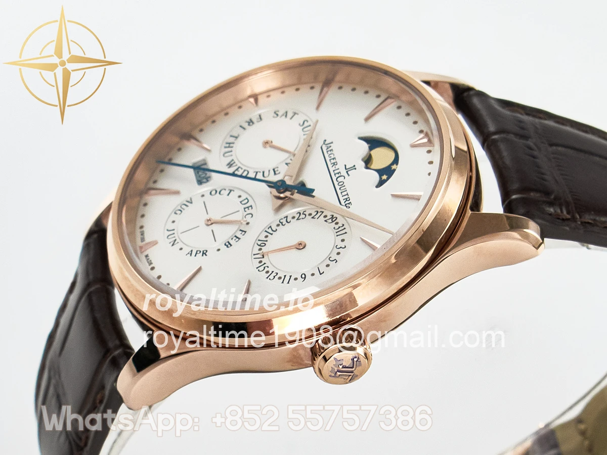 Jaeger-LeCoultre Master Ultra Thin Perpetual Calendar RG V9F White Dial on Brown Leather Strap A868 V2 - Image 5