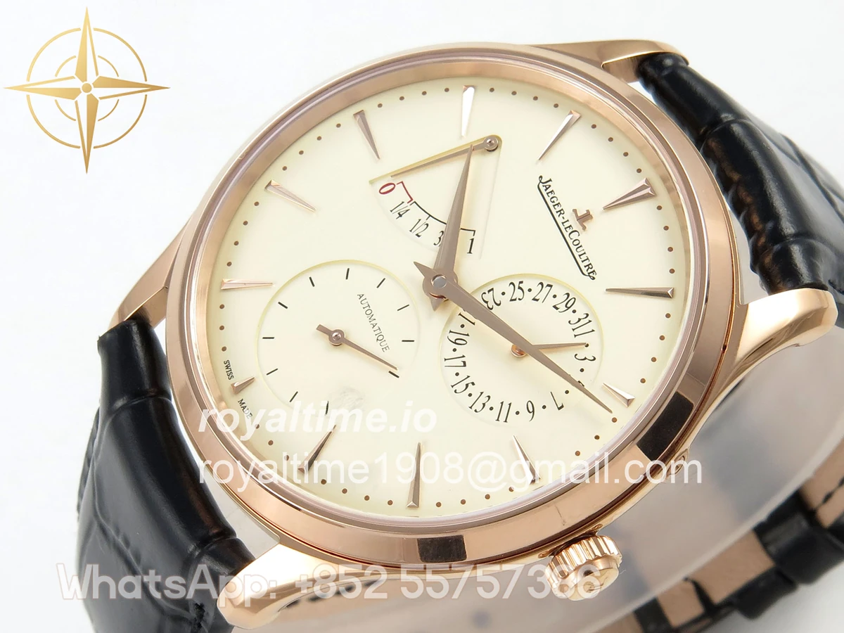Jaeger-LeCoultre Master Ultra Thin Power Reserve RG APSF Cream Dial on Brown Leather Strap DD938 - Image 5