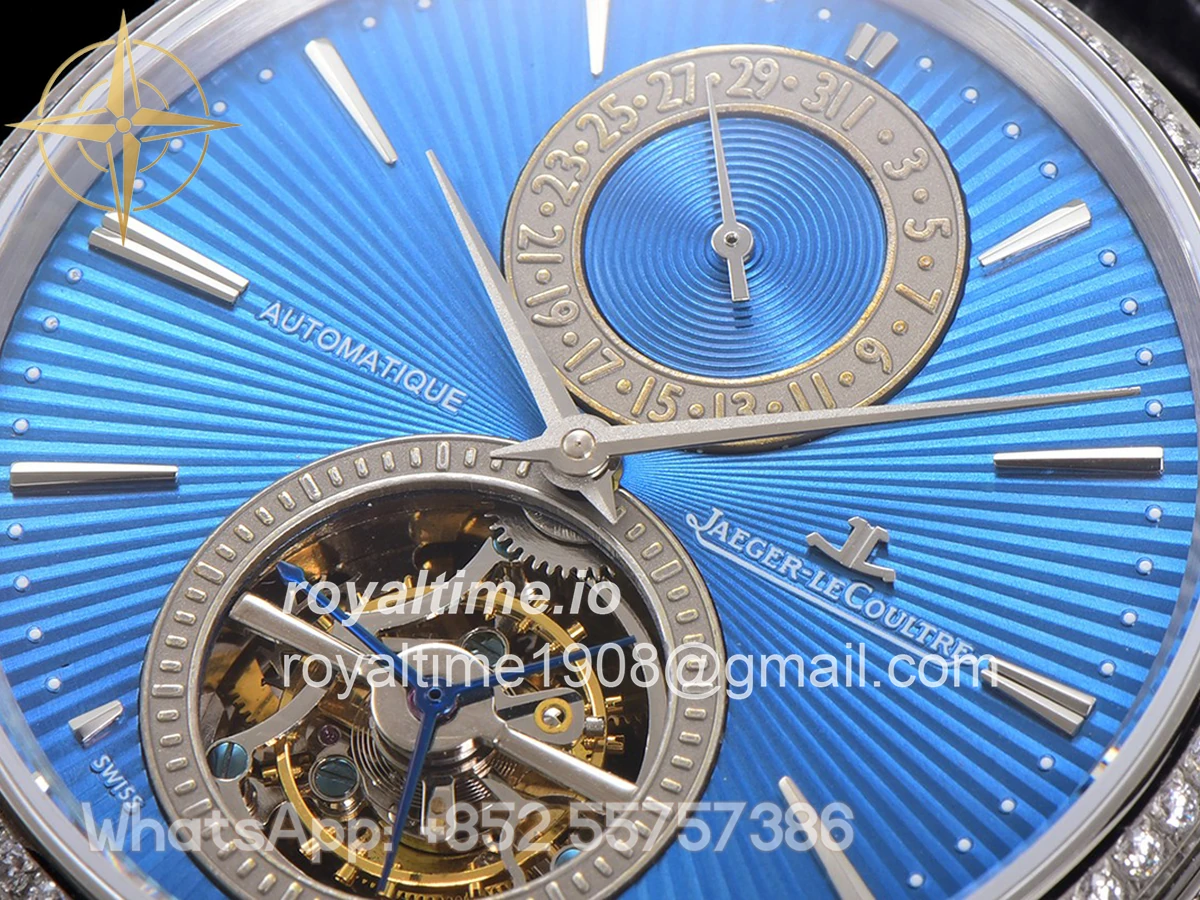 Jaeger-LeCoultre Master Ultra Thin Tourbillon Blue Dial with Diamond Bezel in White Gold - Image 5