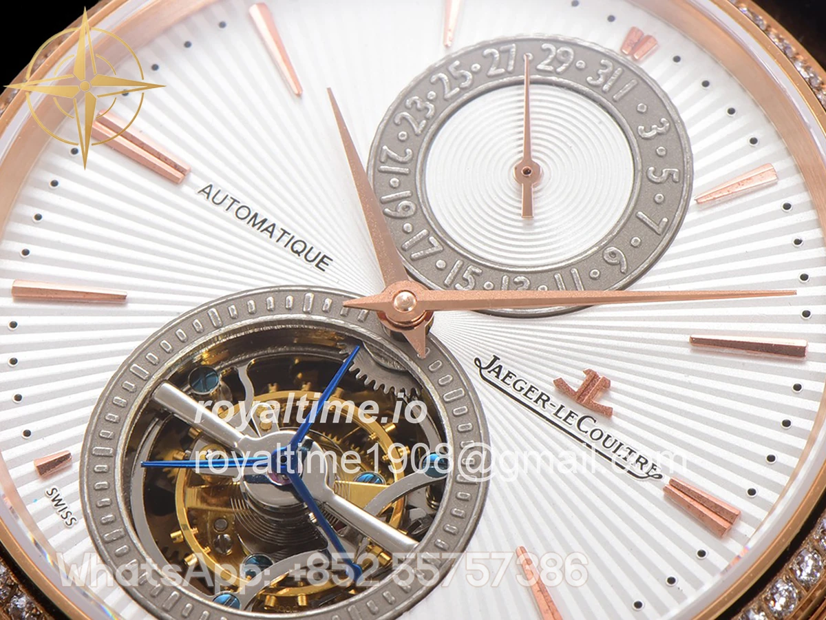Jaeger-LeCoultre Master Ultra Thin Tourbillon White Dial with Diamond Bezel in Rose Gold - Image 5