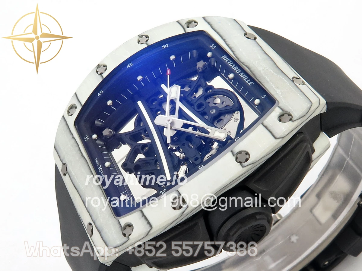 Richard Mille RM061-01 Yohan Blake White NTPT RF on Black Rubber Strap RMUL2 - Image 5