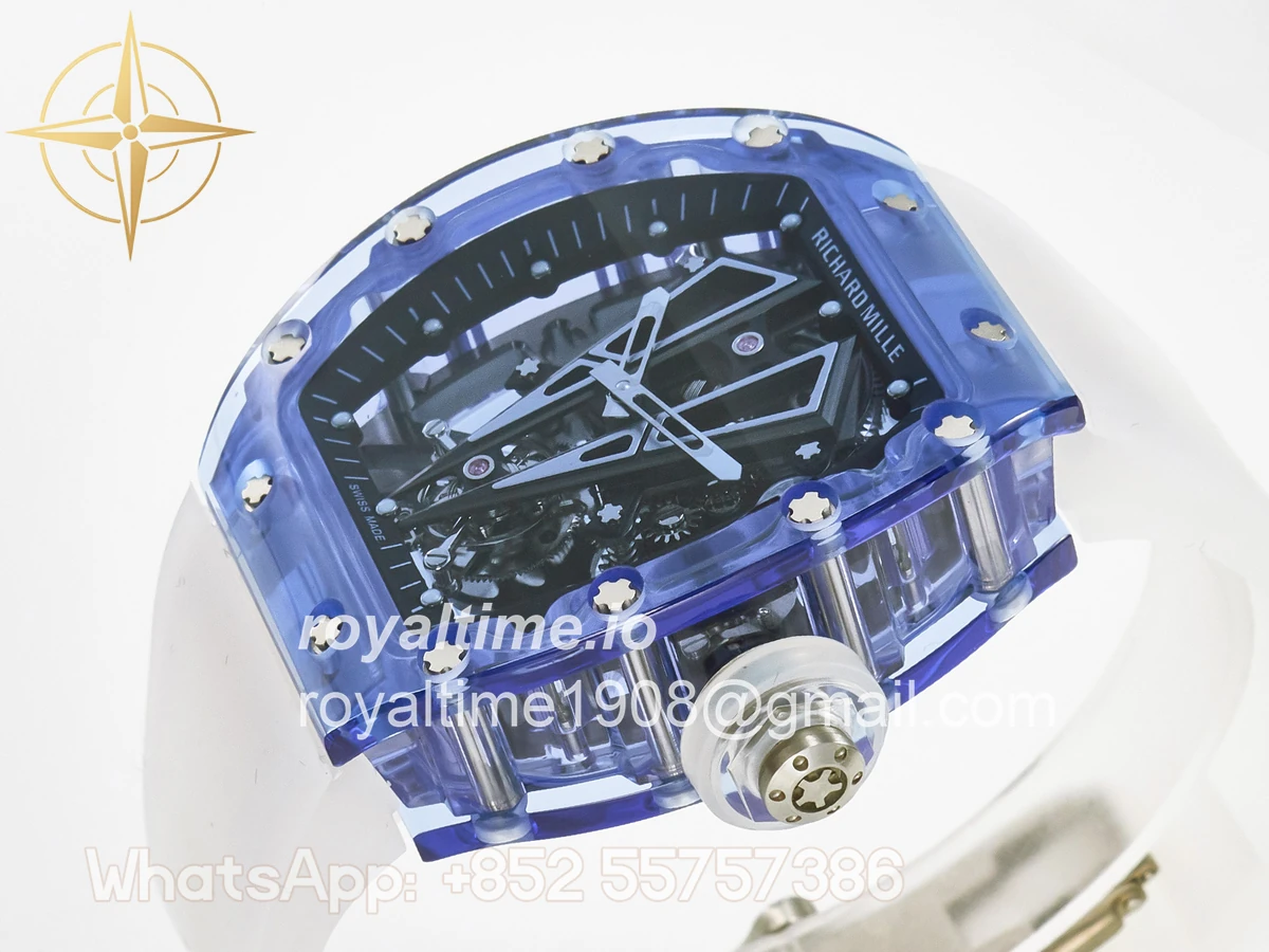 Richard Mille RM27-03 Blue Transparent Tourbillon MSF Skull Dial on White Rubber Strap - Image 5