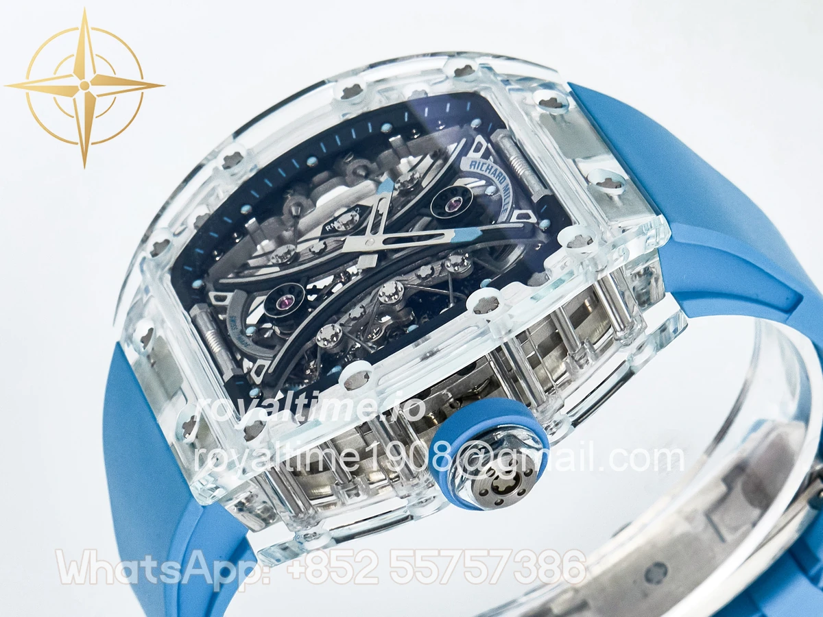 Richard Mille RM53-02 Transparent Tourbillon RMF Skeleton Dial on Blue Rubber Strap - Image 5