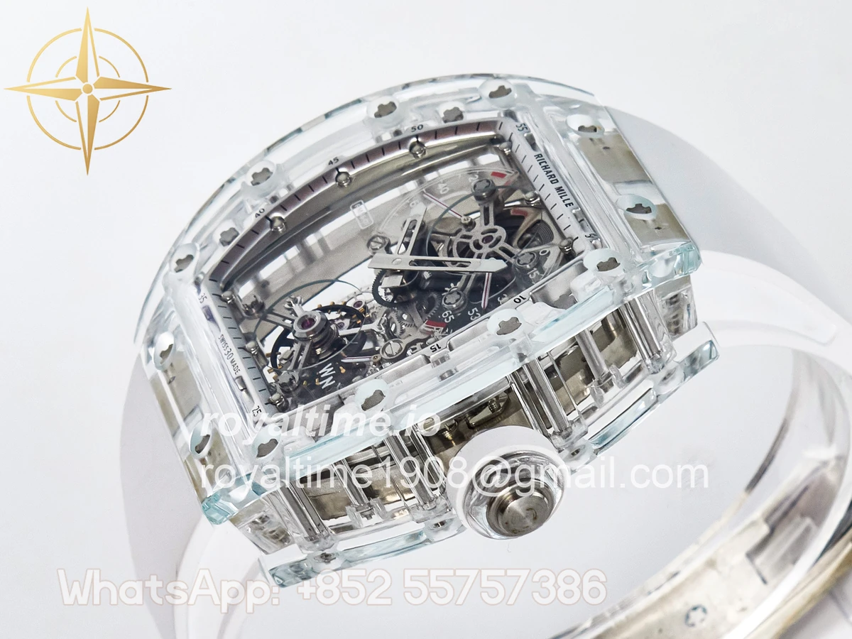 Richard Mille RM56-01 Transparent Tourbillon RMF Skeleton Dial on White Rubber Strap - Image 5