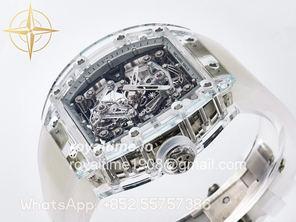 Richard Mille RM56-02 Transparent Tourbillon RMF Skeleton White Dial on Transparent Rubber Strap - Image 5