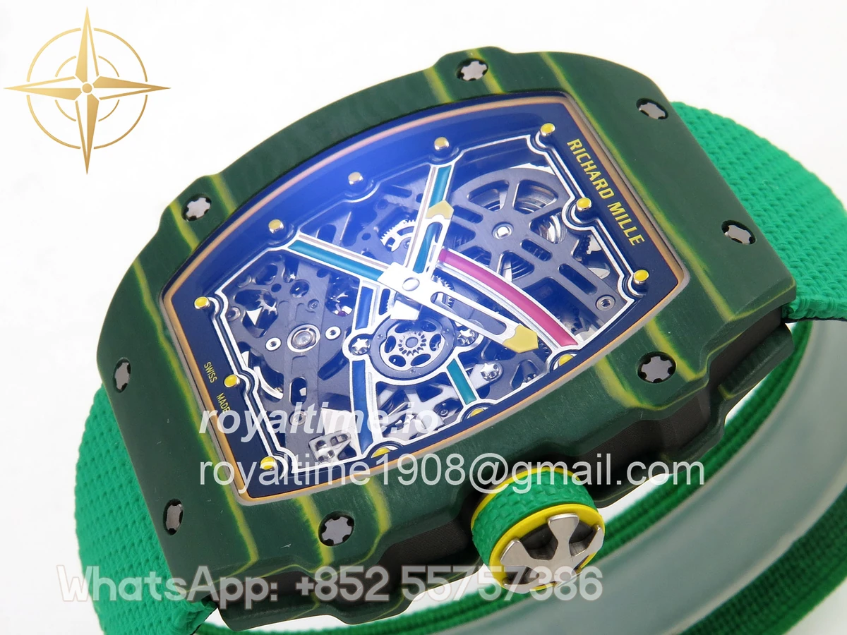 Richard Mille RM67-02 Real Green NTPT VAF Skeleton Dial On Green Nylon strap CRMA7 - Image 5