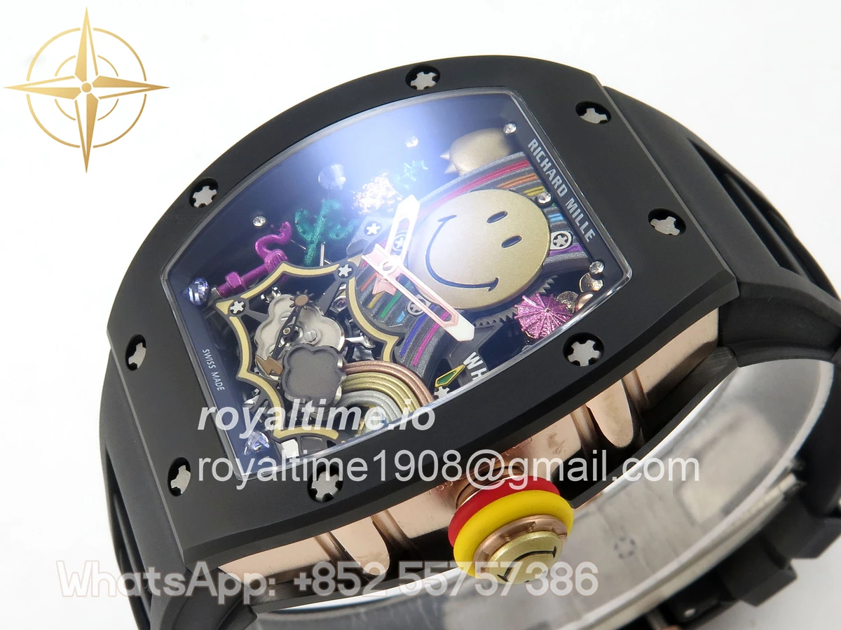 Richard Mille RM88 Tourbillon Smiley Black Ceramic RMF on Black Rubber Strap - Image 5