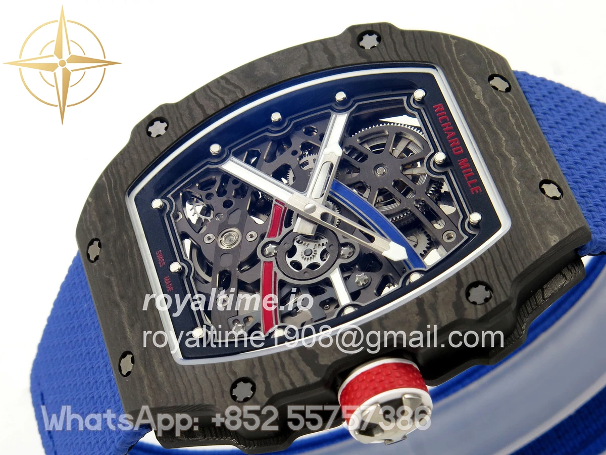 Richard Mille Umi Maker's RM67-02 Black NTPT France Blue/Red/White Skeleton Dial on Nylon strap CRMA7 V2 - Image 5