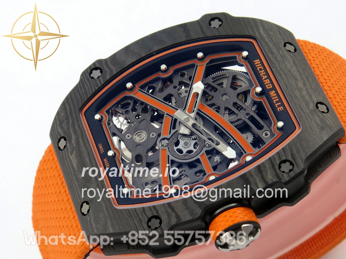 Richard Mille Umi Maker's RM67-02 Black NTPT McLaren Orange Skeleton Dial on Nylon strap CRMA7 V2 - Image 5