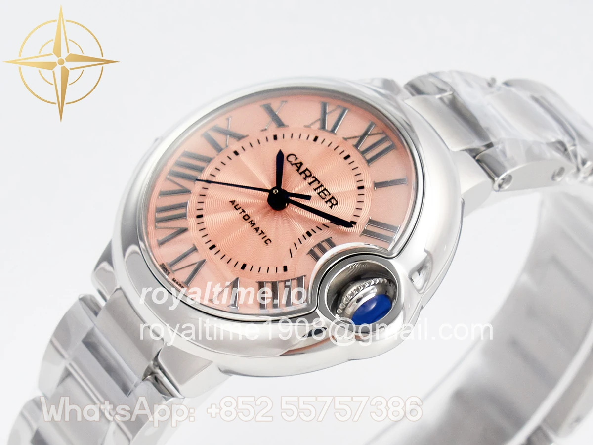 Cartier Ballon Bleu 33mm SS AF Pink Dial on SS Bracelet SEIKO NH05A - Image 5