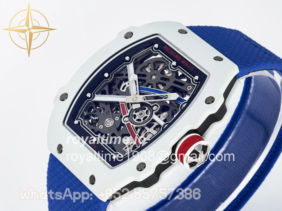 Richard Mille Custom Made RM67-02 White NTPT France Dial on Blue Nylon strap CRMA7 - Image 5