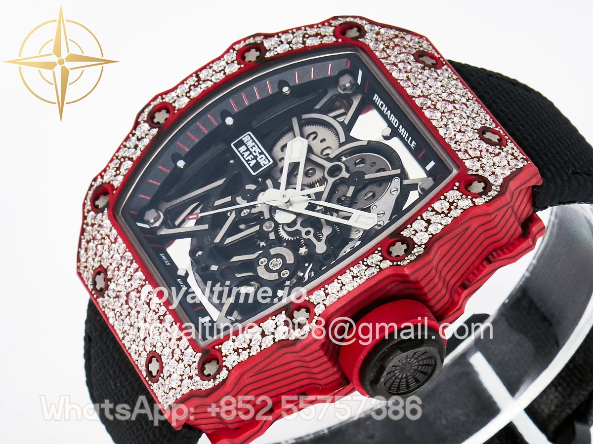 Richard Mille Custom RM035-02 Red NTPT PPMF Red Crown on Nylon Strap Custom Vaucher Movement - Image 5