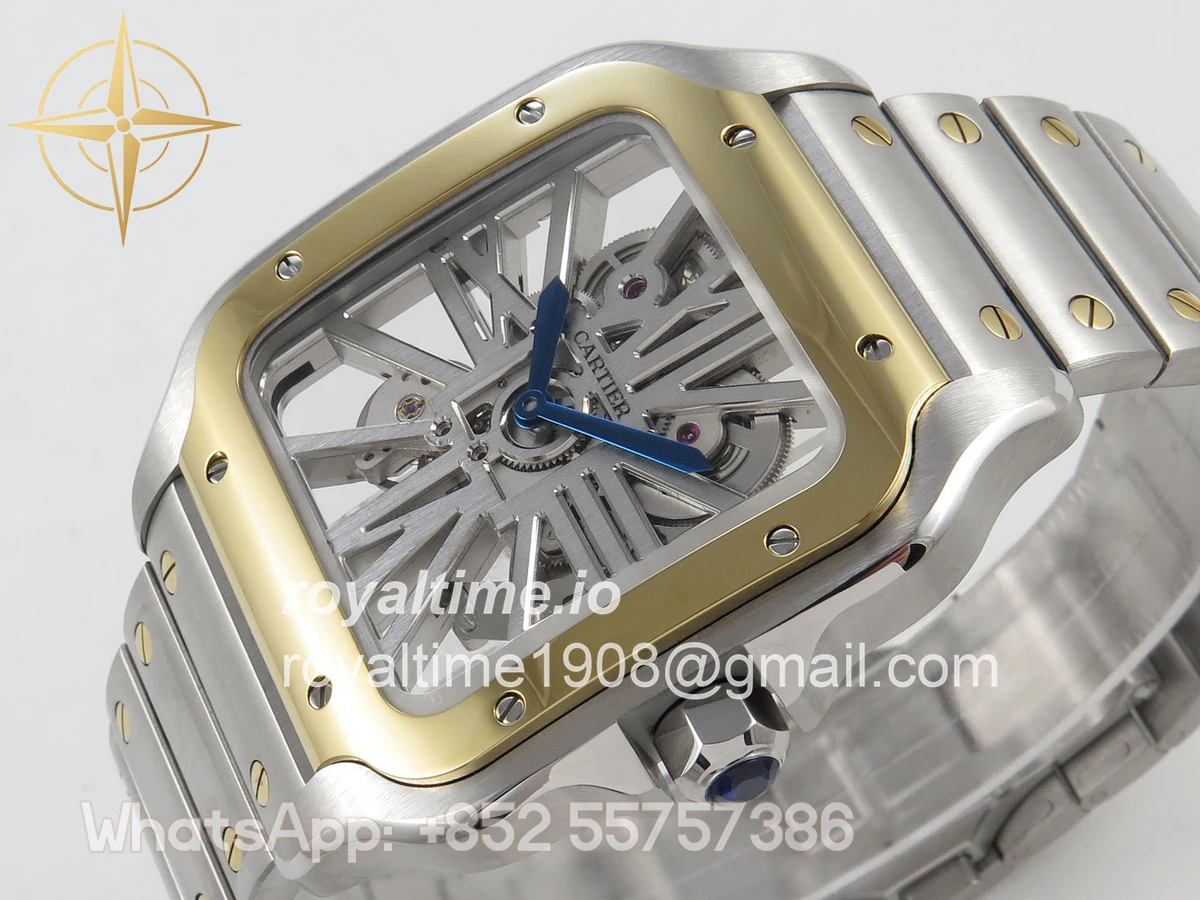 Cartier Santos de Cartier Skeleton SS MLF Skeleton Green Dial on SS SmartLink Bracelet 9611MC - Image 5