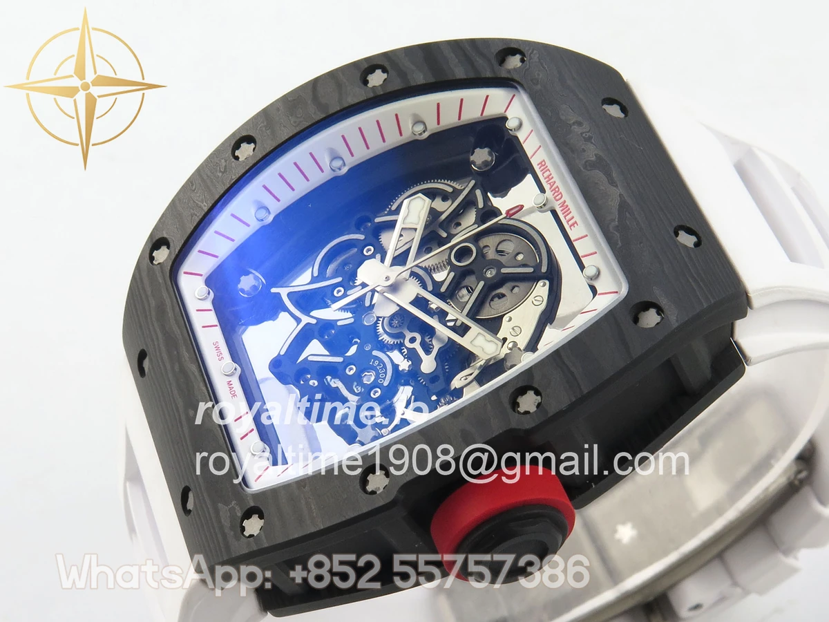 Richard Mille Custom RM055 Black Ceramic ZGF White Inner Bezel on White Rubber Strap Vaucher Manufacture Fleurier Movement (Free Sprung) - Image 5