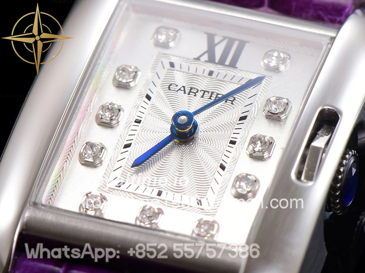 Cartier Tank Anglaise 30.2mm White Dial with Diamond Marker in Steel on Leather Strap - Image 5