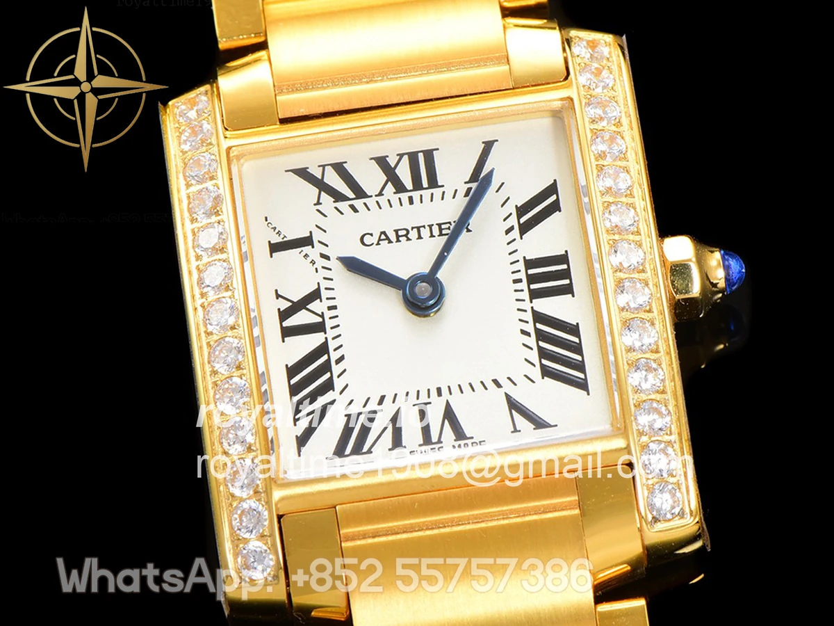 Cartier Tank Francaise Watch Small Yellow Gold with Diamond Bezel - Image 5