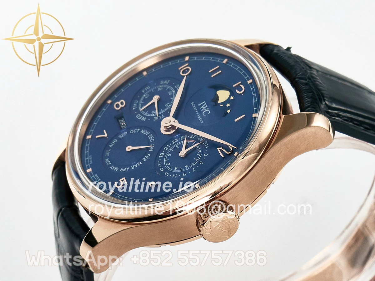 IWC IW5033 Portugieser Perpetual Calendar RG V9F White Dial on Black Leather Strap A52610 - Image 5