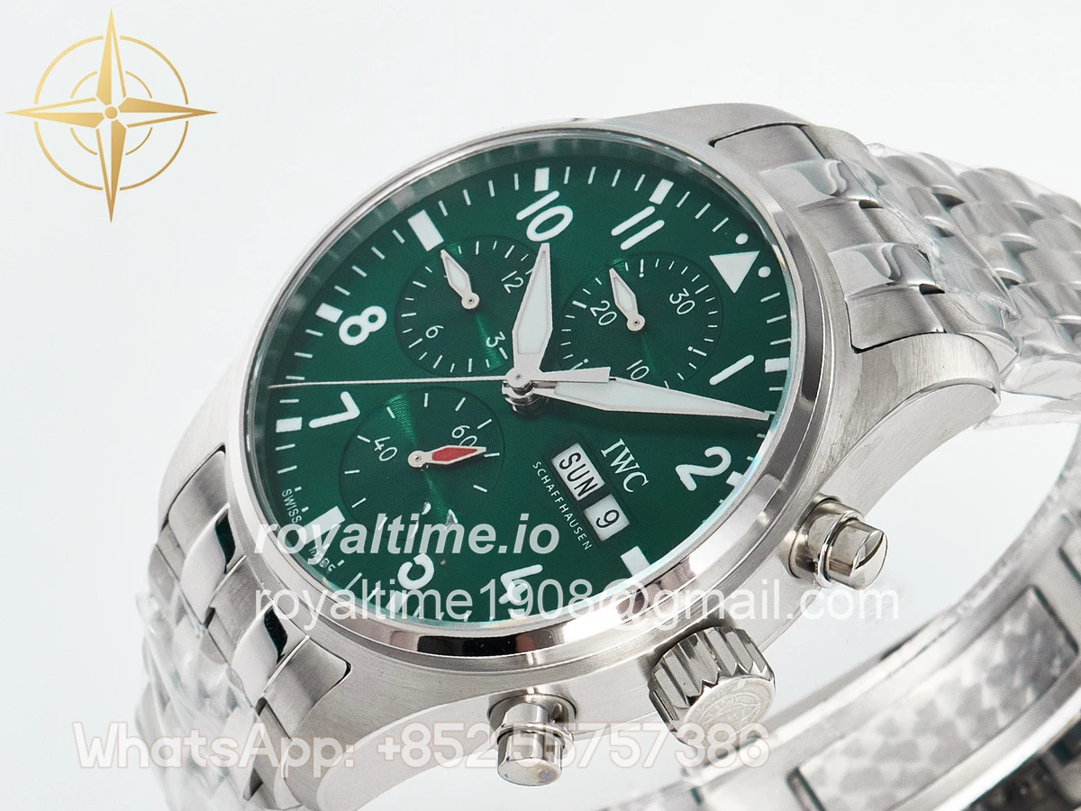 IWC Pilot’s Watch IW388104 BLSF Performance Chronograph 41mm SS Green Dial On Stainless steel bracelet A7750 to 69385 - Image 5